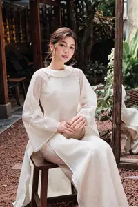 Elegant Vietnamese Muse: Graceful Modern Ao Dai in a Serene Setting - image 2