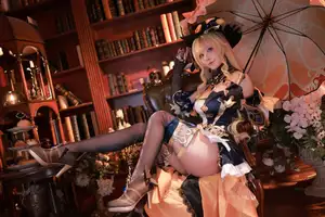 Shui Miao Aqua's Stunning Navia Cosplay: Genshin Impact Elegance in a Grand Library - image 13