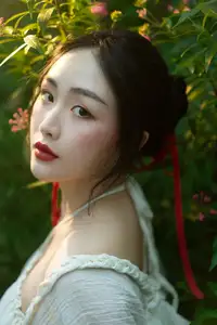 Elegant Woman in White Dress Amidst Lush Green Nature - image 7
