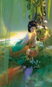 Elegant Spring Hanfu Portrait Collection: Qi Miao Wei Wei VV in YiTuYu Art Language Vol.9057 - Artistic Indoor Traditional Fashion Photography - image 7