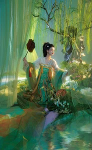 Elegant Spring Hanfu Portrait Collection: Qi Miao Wei Wei VV in YiTuYu Art Language Vol.9057 - Artistic Indoor Traditional Fashion Photography - image 2