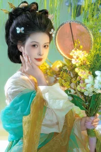 Elegant Spring Hanfu Portrait Collection: Qi Miao Wei Wei VV in YiTuYu Art Language Vol.9057 - Artistic Indoor Traditional Fashion Photography - image 12