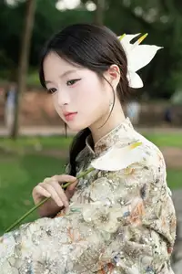 East Asian Traditional Beauty: Gentle Young Woman in Ao Dai with Elegant Wooden Fan - image 18
