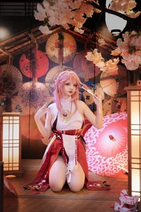 Stunning Genshin Impact Yae Miko Cosplay by Yuki Astra: 61P Photo Set - image 27