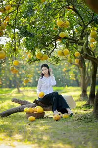 Gentle Girl in Pomelo Garden, Youthful Beauty Blending with Nature 17639840 - image 8