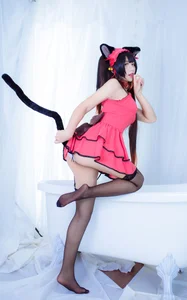 The Enchanting Charm of JiuQuJean as Neko Kurumi in Vibrant Red - image 4