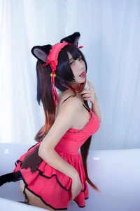 The Enchanting Charm of JiuQuJean as Neko Kurumi in Vibrant Red - image 3