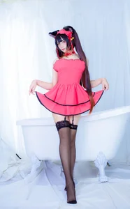 The Enchanting Charm of JiuQuJean as Neko Kurumi in Vibrant Red - image 9