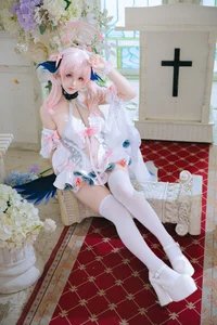 Pure Elegance: Coser RiNaiJiao as Koharu Shimoe in Blue Archive Wedding Dress (27P) - image 1