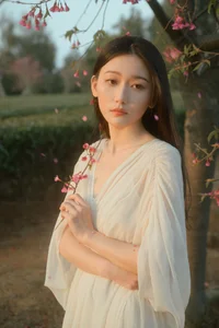 Spring Aesthetic: Xiao Yue Among Cherry Blossoms and Tea Mountains - YiTuYu Art Language Vol.9056 Portrait Photography Series - image 1