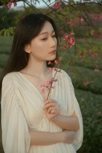 Spring Aesthetic: Xiao Yue Among Cherry Blossoms and Tea Mountains - YiTuYu Art Language Vol.9056 Portrait Photography Series - image 2