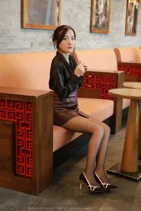 IESS Collection: Wan Ping in Stylish Brown Leather Skirt - image 49