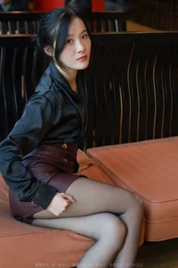 IESS Collection: Wan Ping in Stylish Brown Leather Skirt - image 16