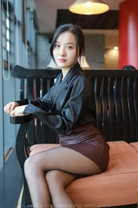 IESS Collection: Wan Ping in Stylish Brown Leather Skirt - image 73