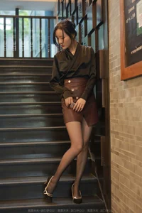 IESS Collection: Wan Ping in Stylish Brown Leather Skirt - image 83