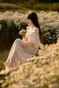 Poetic Beauty in a Daisy Garden: Serene Moments Under Gentle Sunset Glow. Discover This Dreamy Scene! - image 5