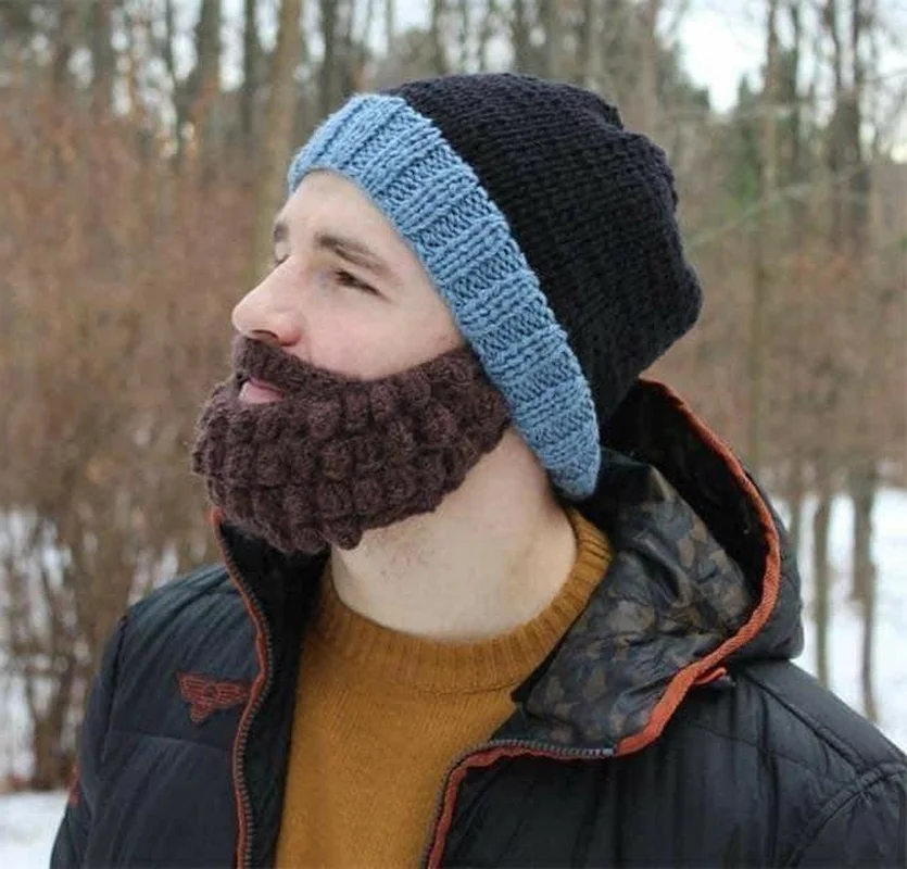 Quirky and Unique Knitted Beards and Wool Hats for a Standout Winter Look