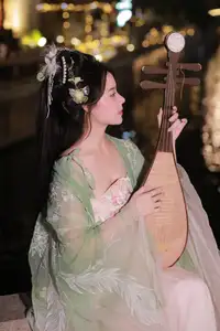 VGU No.175: Ethereal Asian Beauty In Traditional Attire Amidst A Dazzling Nightscape Of Lights - image 0