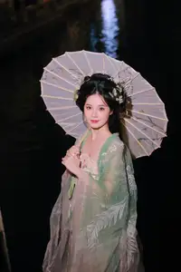 VGU No.175: Ethereal Asian Beauty In Traditional Attire Amidst A Dazzling Nightscape Of Lights - image 2