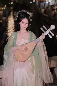 VGU No.175: Ethereal Asian Beauty In Traditional Attire Amidst A Dazzling Nightscape Of Lights - image 4