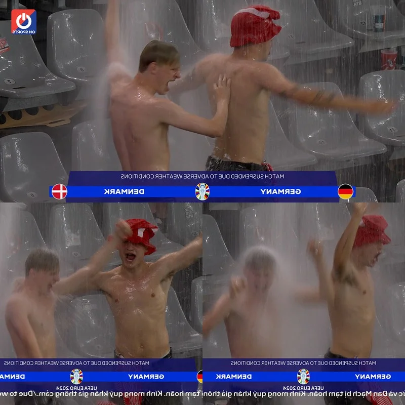 EURO 2024 Sideline Highlights: Danish Fans Brave the Rain and the Dortmund Stadium Waterfall