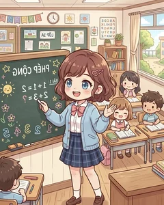 Cute Chibi Teacher in Traditional Ao Dai Gallery - image 19