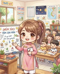Cute Chibi Teacher in Traditional Ao Dai Gallery - image 12