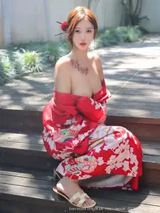 Jin Yun Xi Yuki: Enchanting Beauty in a Fiery Red Kimono, Captivating Every Gaze - XiuRen No.10683 - image 33