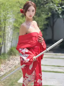 Jin Yun Xi Yuki: Enchanting Beauty in a Fiery Red Kimono, Captivating Every Gaze - XiuRen No.10683 - image 43
