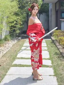 Jin Yun Xi Yuki: Enchanting Beauty in a Fiery Red Kimono, Captivating Every Gaze - XiuRen No.10683 - image 41