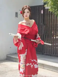 Jin Yun Xi Yuki: Enchanting Beauty in a Fiery Red Kimono, Captivating Every Gaze - XiuRen No.10683 - image 2