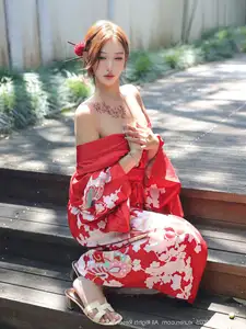 Jin Yun Xi Yuki: Enchanting Beauty in a Fiery Red Kimono, Captivating Every Gaze - XiuRen No.10683 - image 32