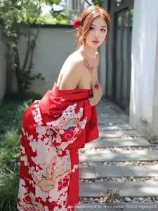 Jin Yun Xi Yuki: Enchanting Beauty in a Fiery Red Kimono, Captivating Every Gaze - XiuRen No.10683 - image 24