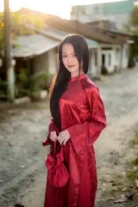 Elegant Vietnamese Beauty in Red Ao Dai: A Glimpse into Traditional Grace - image 12