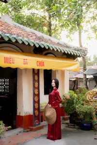 Elegant Vietnamese Beauty in Red Ao Dai: A Glimpse into Traditional Grace - image 8