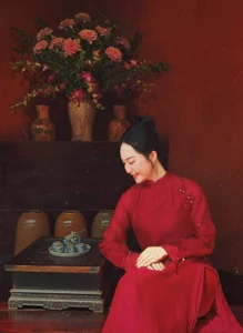 Elegant Peacock Pattern Ao Dai: MC Nghe An's Stunning Lunar New Year Photoshoot - image 6