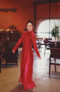 Elegant Peacock Pattern Ao Dai: MC Nghe An's Stunning Lunar New Year Photoshoot - image 1