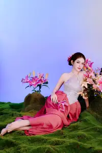Elegant Beauty: Graceful Vietnamese Young Woman in Modern Attire with Lilies - image 13