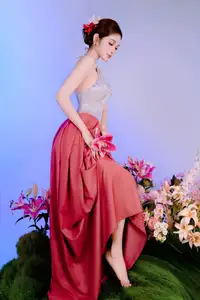 Elegant Beauty: Graceful Vietnamese Young Woman in Modern Attire with Lilies - image 16