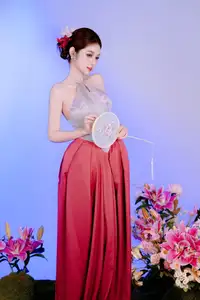 Elegant Beauty: Graceful Vietnamese Young Woman in Modern Attire with Lilies - image 18