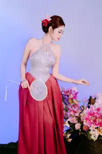 Elegant Beauty: Graceful Vietnamese Young Woman in Modern Attire with Lilies - image 12