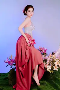 Elegant Beauty: Graceful Vietnamese Young Woman in Modern Attire with Lilies - image 3