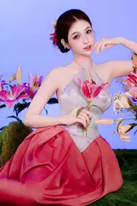Elegant Beauty: Graceful Vietnamese Young Woman in Modern Attire with Lilies - image 9