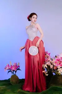 Elegant Beauty: Graceful Vietnamese Young Woman in Modern Attire with Lilies - image 7