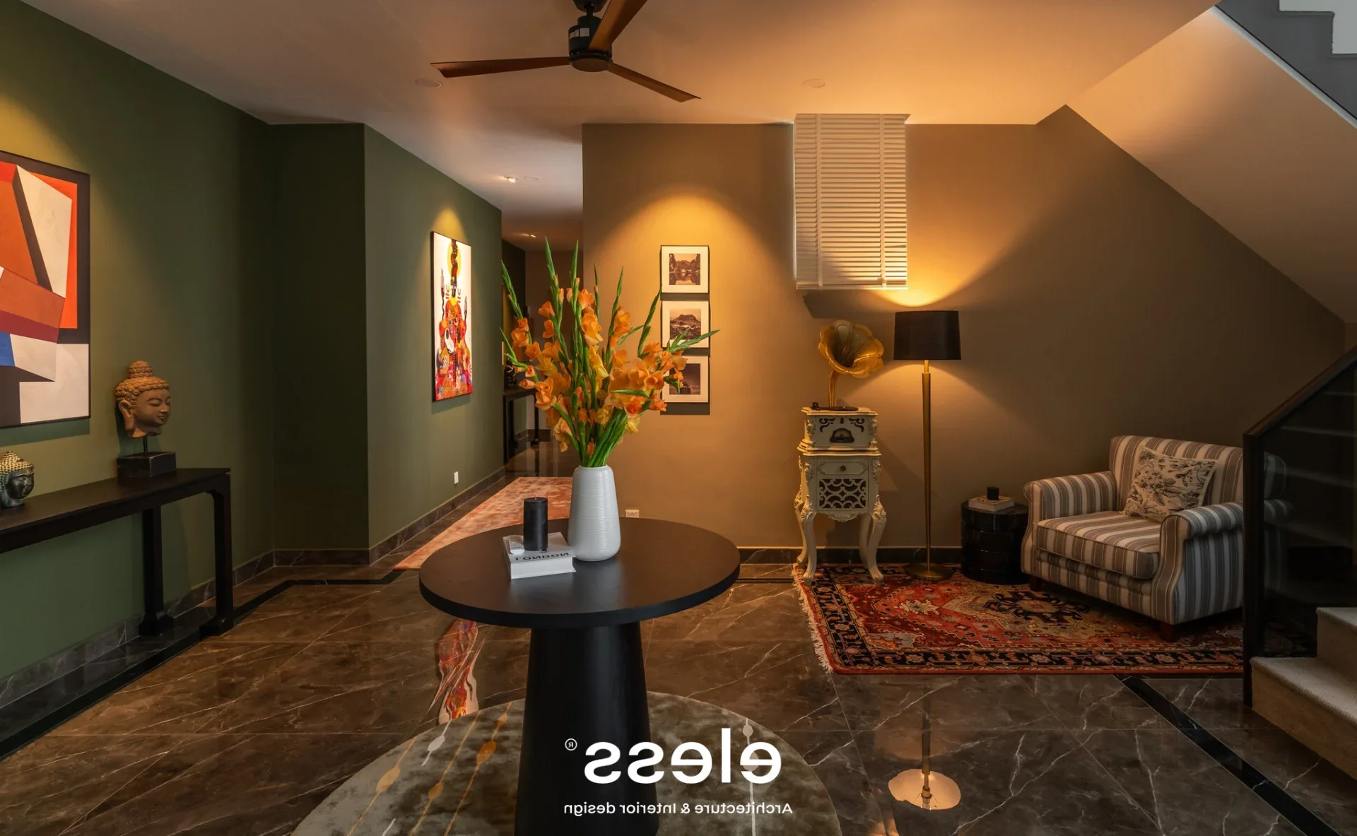 Luxury Tropical Apartment Interior Design with Bold Color Palettes