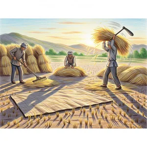 Beautiful and Simple Autumn Harvest Drawings of Golden Rice and Fruits - image 17