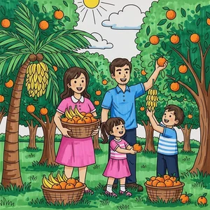 Beautiful and Simple Autumn Harvest Drawings of Golden Rice and Fruits - image 5