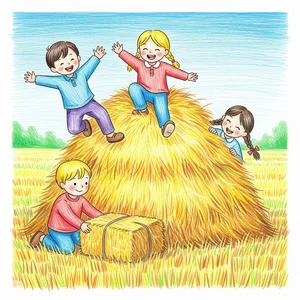 Beautiful and Simple Autumn Harvest Drawings of Golden Rice and Fruits - image 3