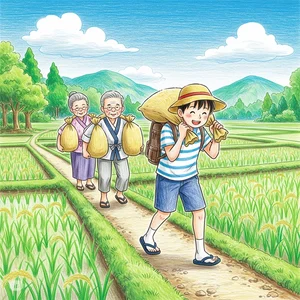 Beautiful and Simple Autumn Harvest Drawings of Golden Rice and Fruits - image 2