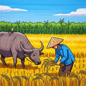 Beautiful and Simple Autumn Harvest Drawings of Golden Rice and Fruits - image 4